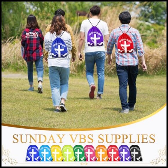 Drawstring Backpack Polyester Daypack Religious Inspirational Message Bulk Pack - Picture 5 of 7